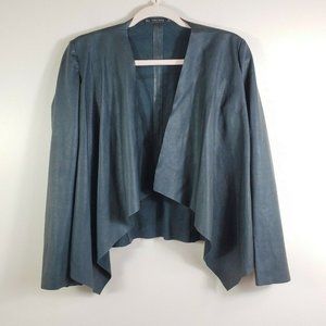 ZARA black faux leather waterfall front jacket